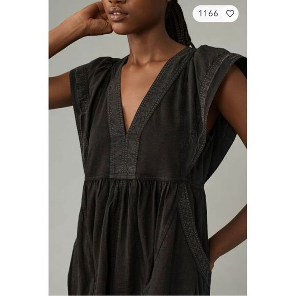 NEW Daily Practice by Anthropologie Black Short-Sleeve Mini Dress Large Petite - Picture 4 of 4